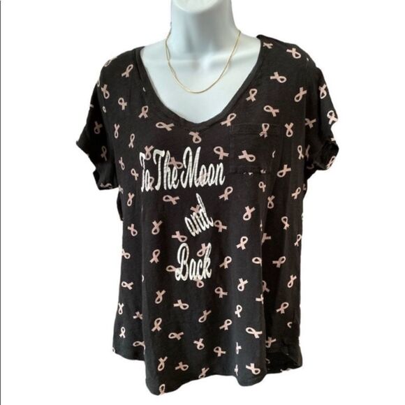 Torrid Breast Cancer Awareness Ribbons To the Moon & Back Shirt Woman’s size 0 - Picture 1 of 8